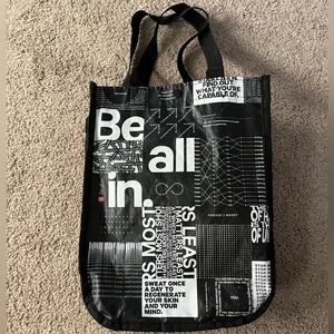 small black and white lulu bag